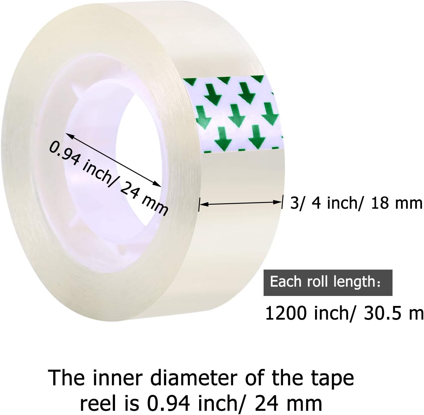 16 Pack Transparent Tape Clear Tape, Each Roll 3/4 x 1200 Inches : Office Products
