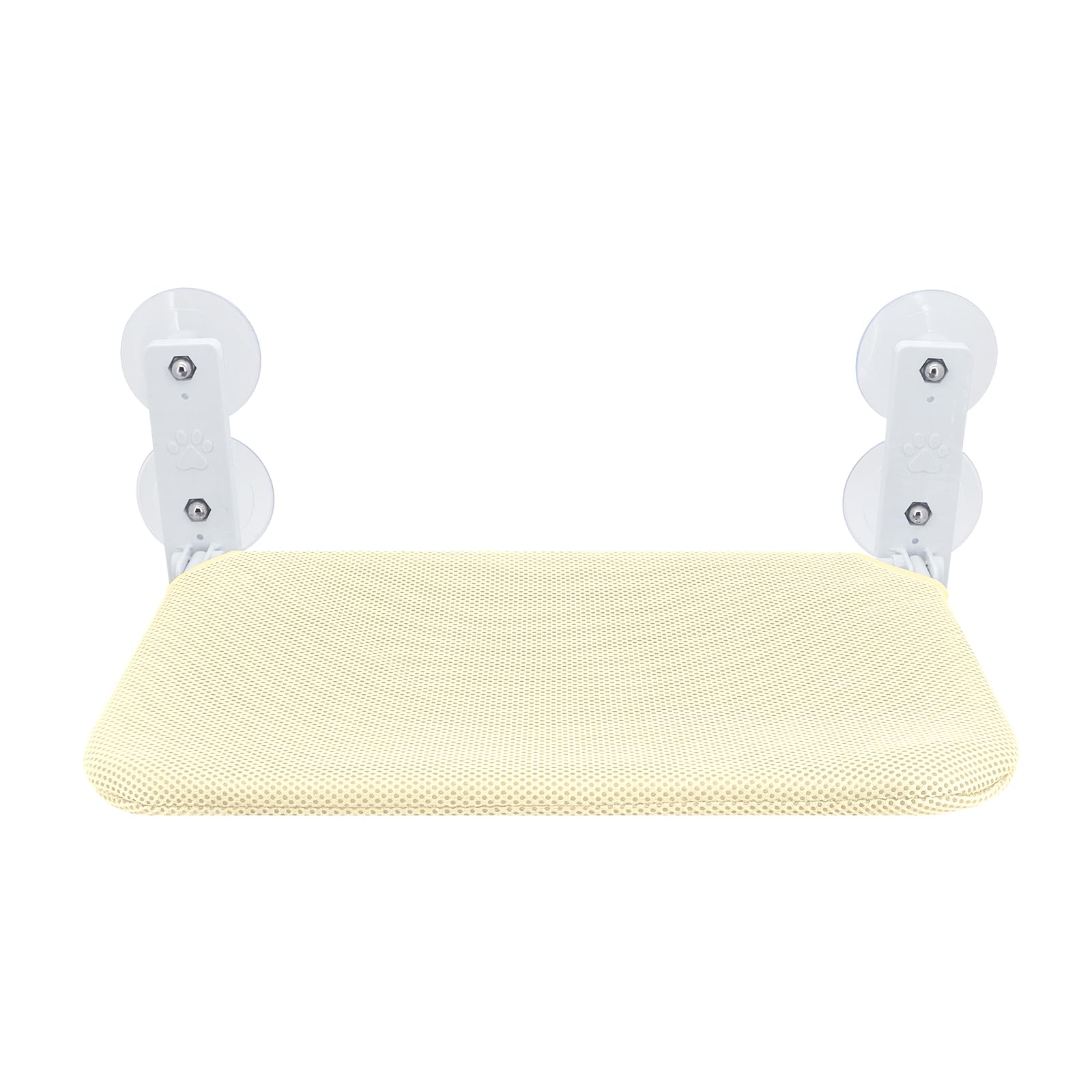 Foldable Cat Window Perch with 4 Suction Cups, Breathable Mesh Hammock for Indoor Cats & Kittens (Beige Mesh)