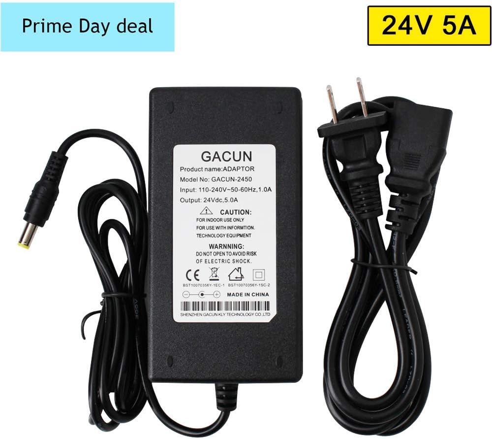 YETAIDA 24V 5A Power Supply,Universal AC DC 24Volt 5Amp Power Adapter for 5050 3528 RGB LED Strip Light (DC Jack 5.5 x 2.5mm/2.1mm)