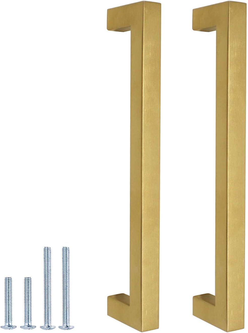 6Pack|5'' Cabinet Handles Brushed Brass Square Drawer Handle Polished Gold,Stainless Steel Brass Square Kitchen Furniture Hardware,Hole Center:128mm