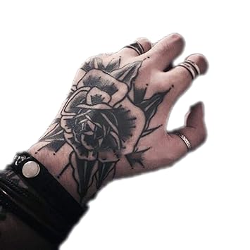 Amazon Com Impermeable Tatuajes Temporales Flor Rosa Falso