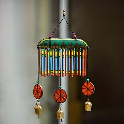 ExclusiveLane Wooden Multicoloured Handpainted & Handmade Decorative Hanging -Wind Chimes Hanging Decorative Item Home Decor Pieces