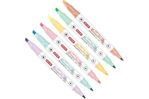 ZEYAR Highlighter, Dual Tip Marker Pen, Chisel and Fine Tips, Flexible Tip and Soft Touch, Water Based, Assorted Colors, Quick Dry (6 Macaron Colors)