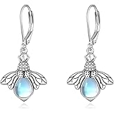 CRMAD Bee Moonstone Earrings for Women Sterling Silver Bee for Women