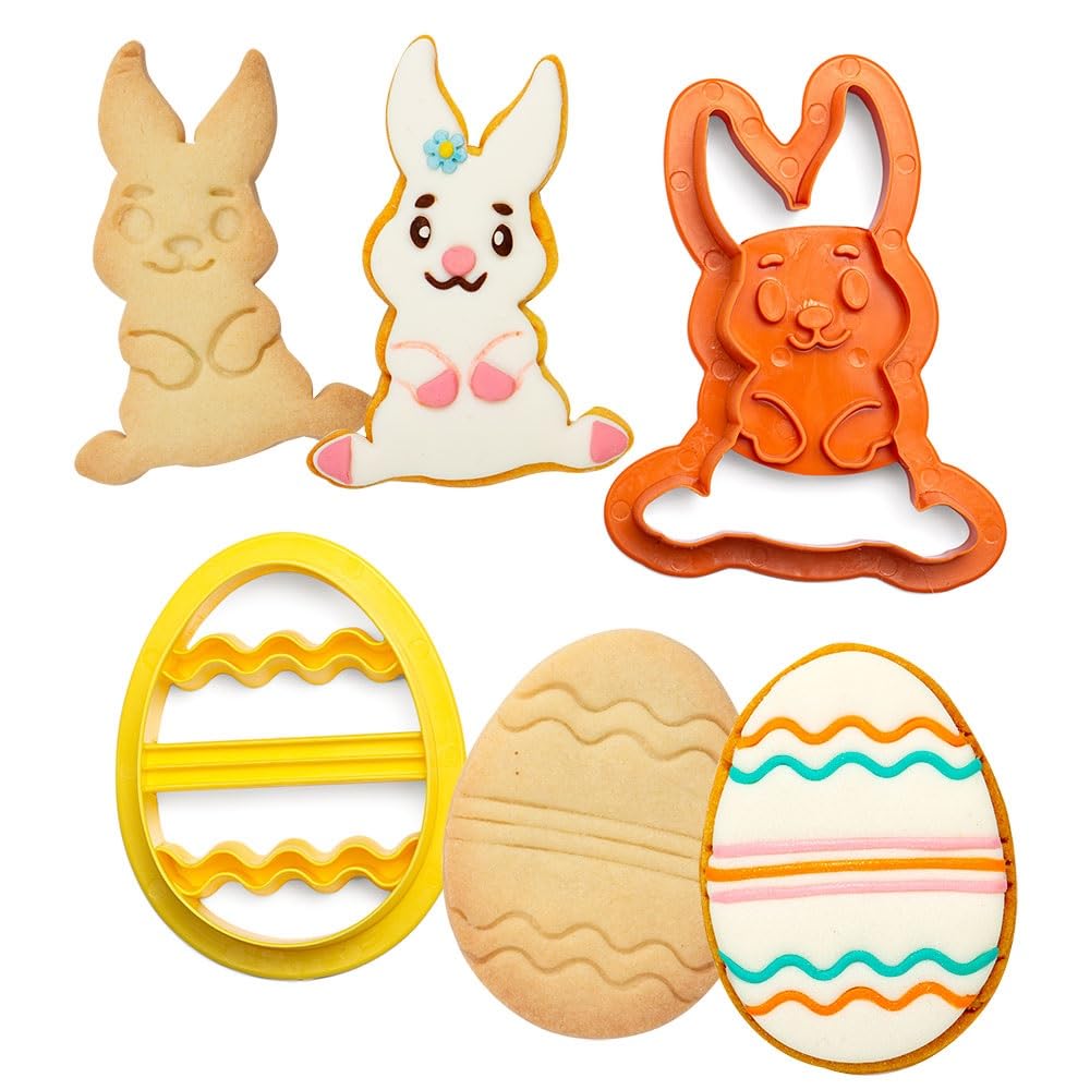 DECORA 0255060 Bunny and Decorated Egg Plastic Cookie Cutters Set of 2