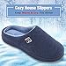 HomeIdeas Men's Coral Fleece Lining with High Density Memory Foam Classicism Slip-on Slipper (US Men's Size 11-12, Navy Blue