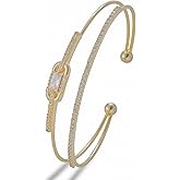 Plated 14k Gold Bracelets for Women Rhinestone Jewelry Trendy Fashion Arm Cuff Irregular Charm Bracelet Copper Open Boho Gold Bangles Dainty Cute