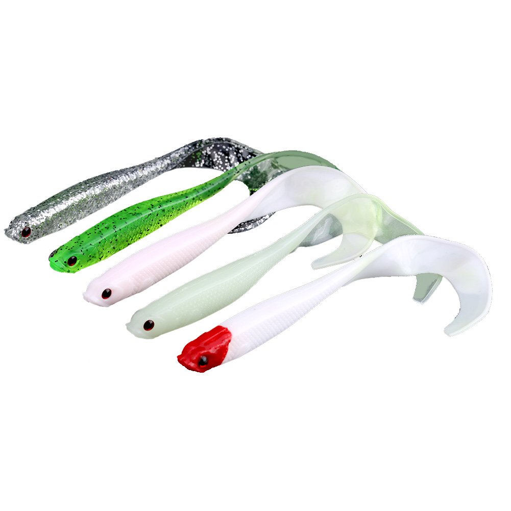 Tail Fishing Lures Soft Fishing Lures PVC Artificial Soft Fishing Baits Life-Like Worm Lures for Fishing Accessory(Mixed Color)