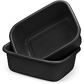 DecorRack 2 Plastic Wash Basins, Large 10 Quart Graduated Bucket, Portable Washbasin for Washing, Cleaning, Foot Bath, Dishes, Face Cleansing Bowl, Black (2 Pack)
