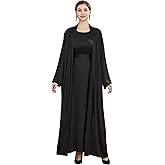 Islamic Abaya Dress for Women Muslim Maxi Abayas 2pcs Silky Fashion Dress Set Daily Kaftan Jilbab Outfit Women Eid Robe