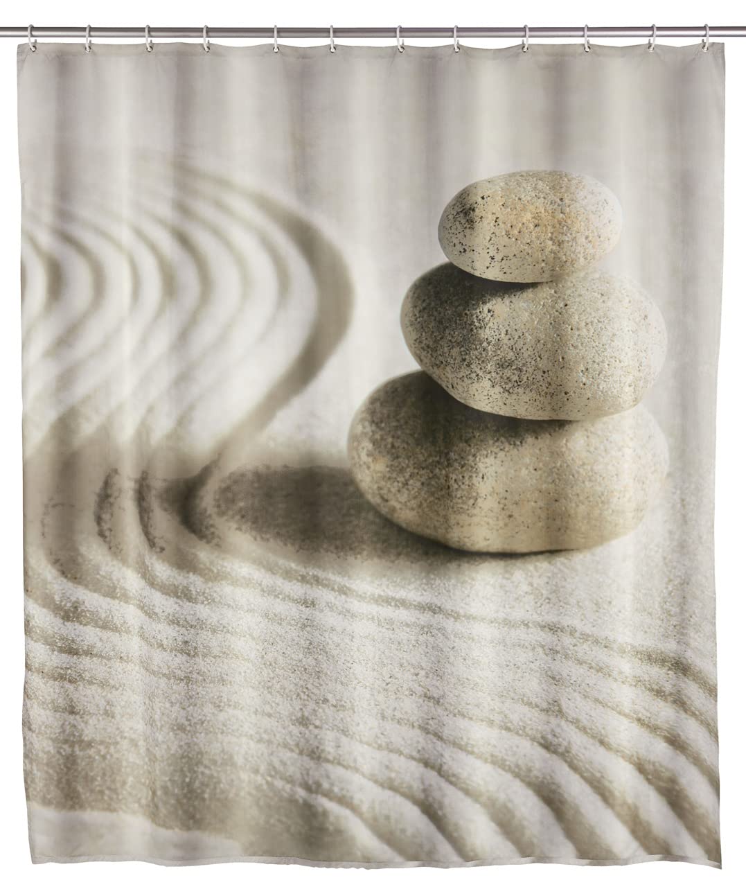 WENKO "Sand and Stone Shower Curtain, Multi-Colour, 180 x 200 cm