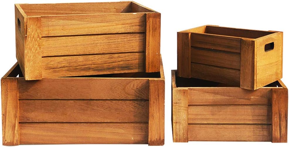 Amazon Com Revolumini Decorative Wood Crates Set Of 4 Rectangle