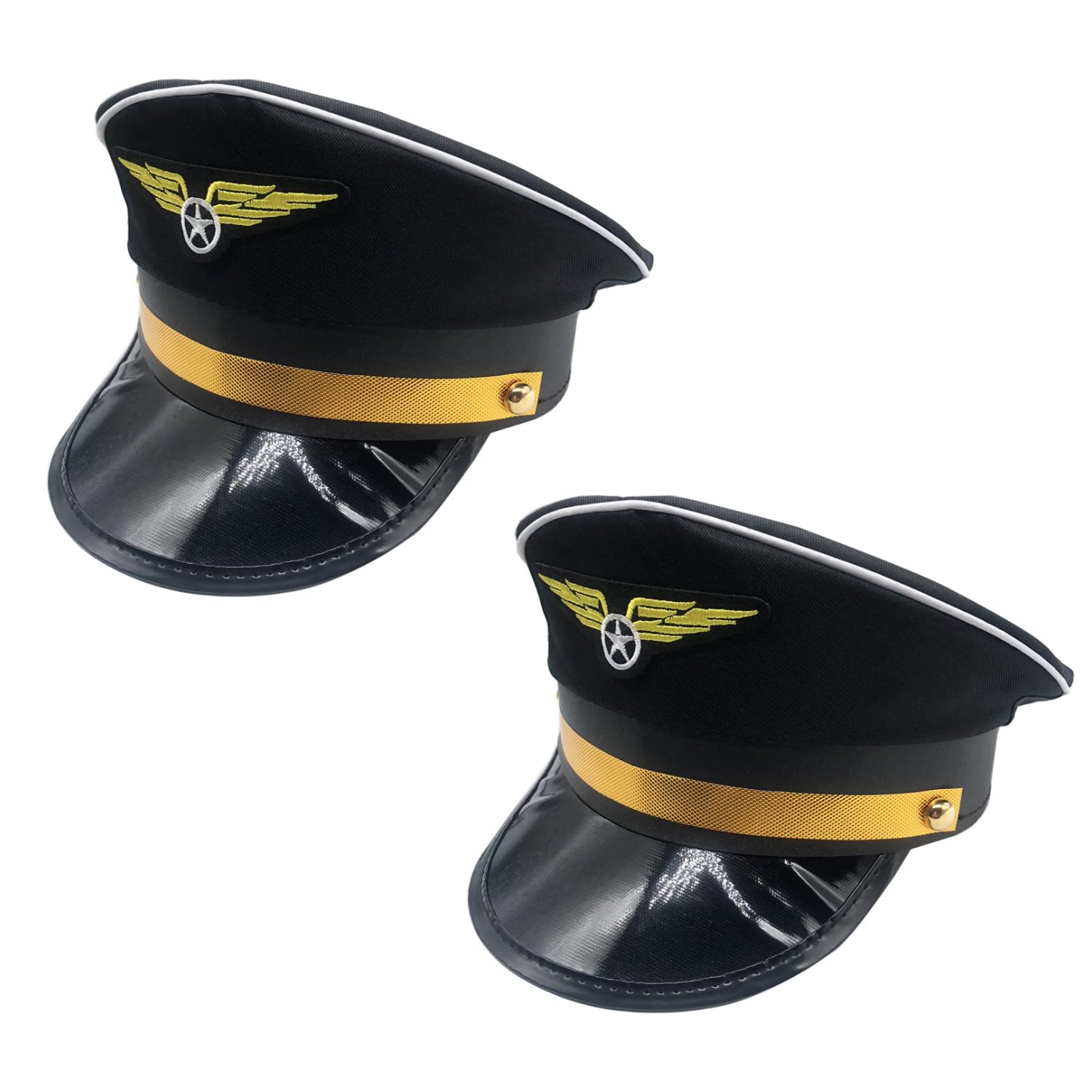 MEISH 2pcs Pilot Hat Adjustable Party Theme Caps Airplane Captain Hat Pilot Dress up Accessory for Halloween Cosplay Party