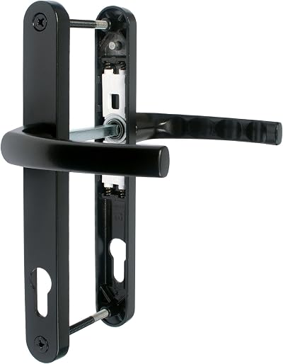 JCP uPVC Door Handle Pair 211mm Centres 92mm PZ 240x30 Backplate Black