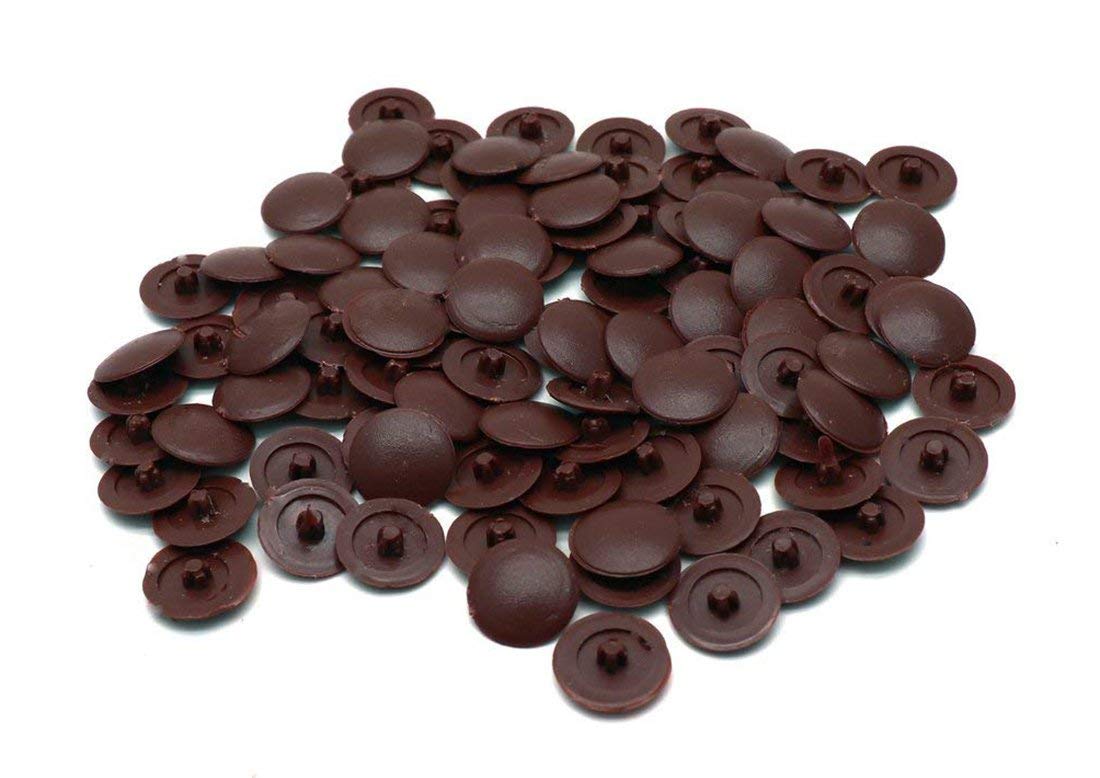 Merriway BH01899 (100 Pcs) Plastic Clip Covers for Pozidriv Screws, Brown 12 mm (1/2 Inch) Diameter - Pack of 100 Pieces