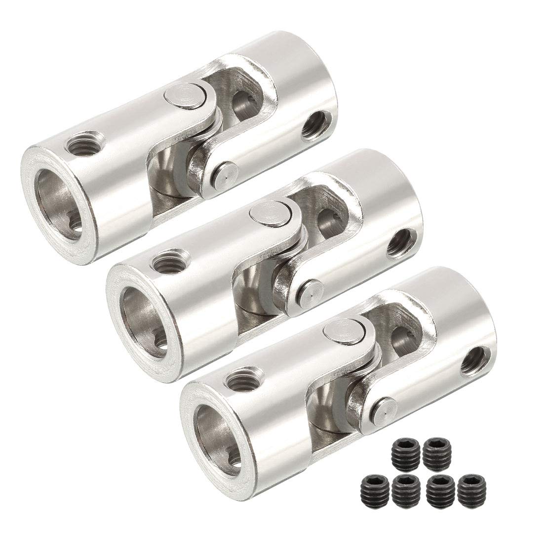 sourcing map 3pcs 8mm to 8mm Inner Dia Rotatable Universal Steering Shaft U Joint Coupler L35XD14
