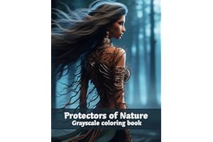 Protectors of Nature: Realistic Grayscale Portraits of Mystical Women in Nature-Infused Armor (Enchanted Varius Chronicles: Fantasy Grayscale Coloring Books for Adults and Teens)