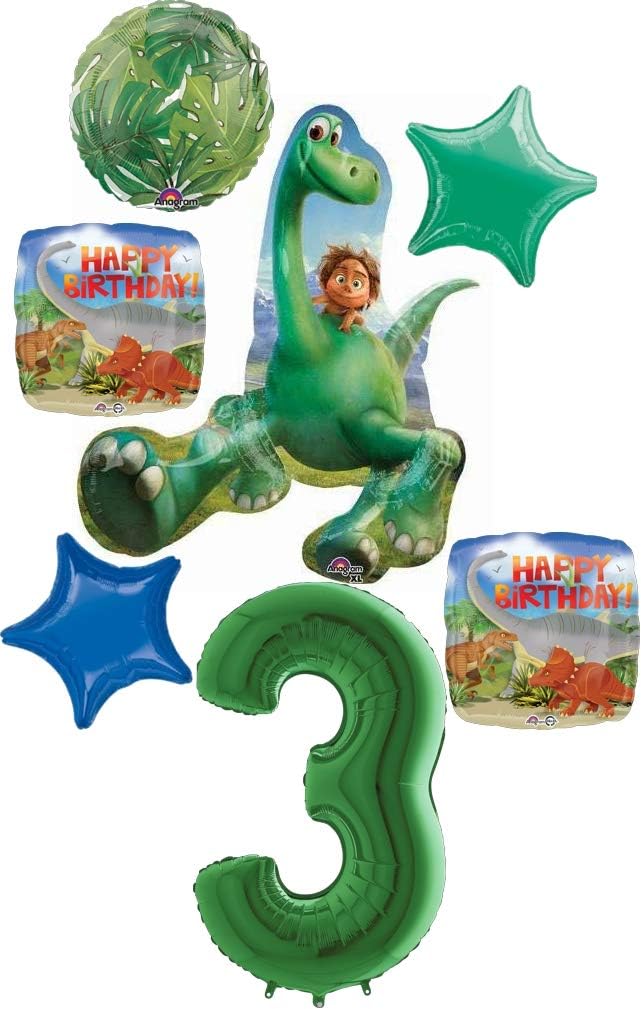 The Good Dinosaur Party Supplies 3rd Birthday Arlo And Spot Balloon Bouquet Decorations Green Number 3 Toys Games Balloons