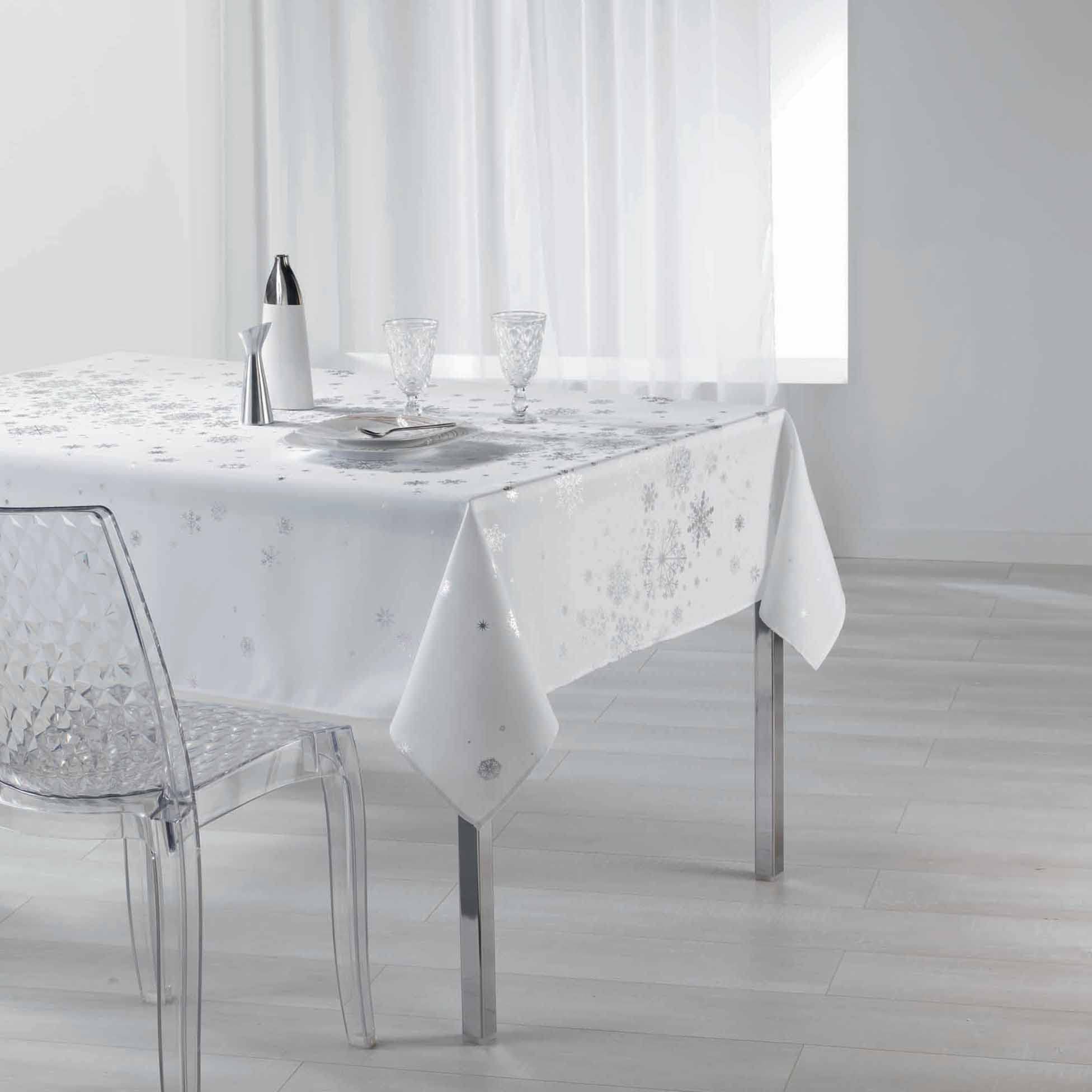 Douceur d'Intérieur Rectangular Tablecloth 150 x 240 cm Polyester Printed Constellation Silver White