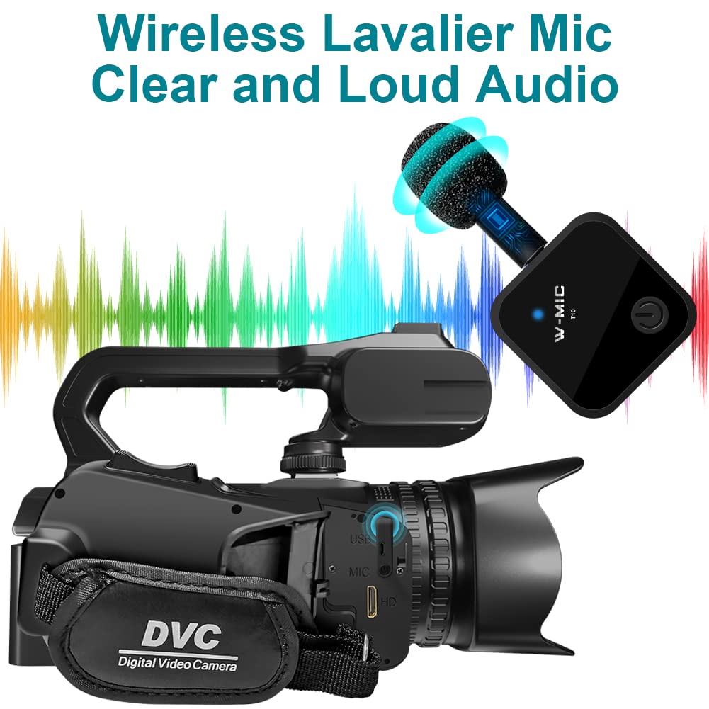 KOMERY Video Camera Camcorder UHD 4K 64MP with Focus Function 4.0 Inch Touchscreen Wireless Lavalier Mic, 18X Digital Zoom Camera, 64G SD Card WiFi