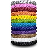 12 Pcs Leather Mosquito Repellent Bracelets, Solid Color Individually Wrapped Soft Leather Insect &amp; Bug Repellent Wrist Bands for Kids &amp; Adults Outdoor Camping Fishing Traveling