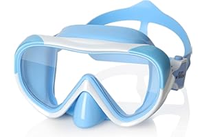 Kids Swim Goggles with Nose Cover 180° Panoramic Child Diving Mask Anti-Fog Swim Mask Swimming Goggles for Kids 4-15