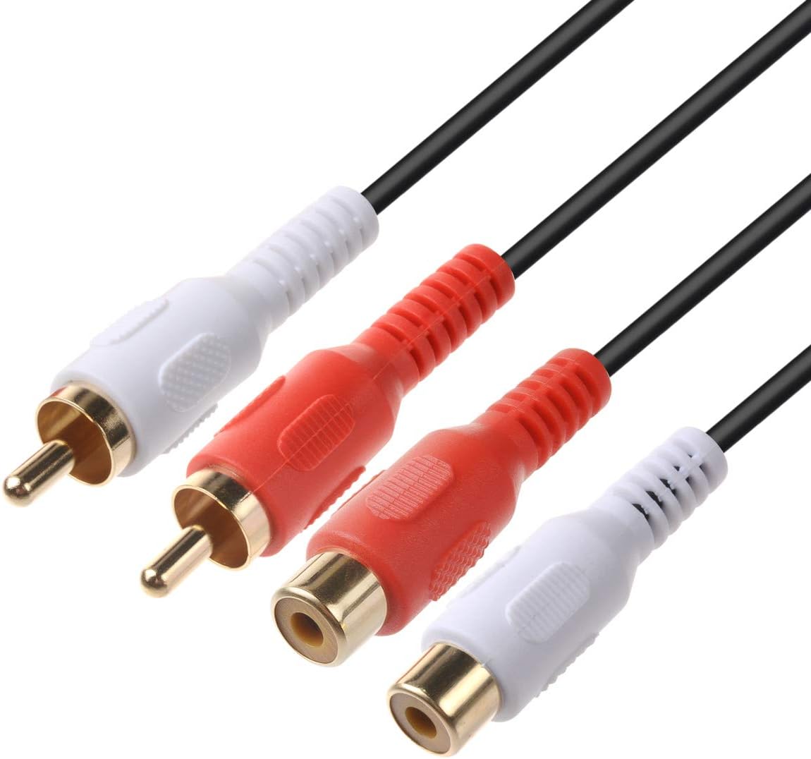 2RCA Audio Extender Adapter Cord Wire Coupler Male to Female Dual Red