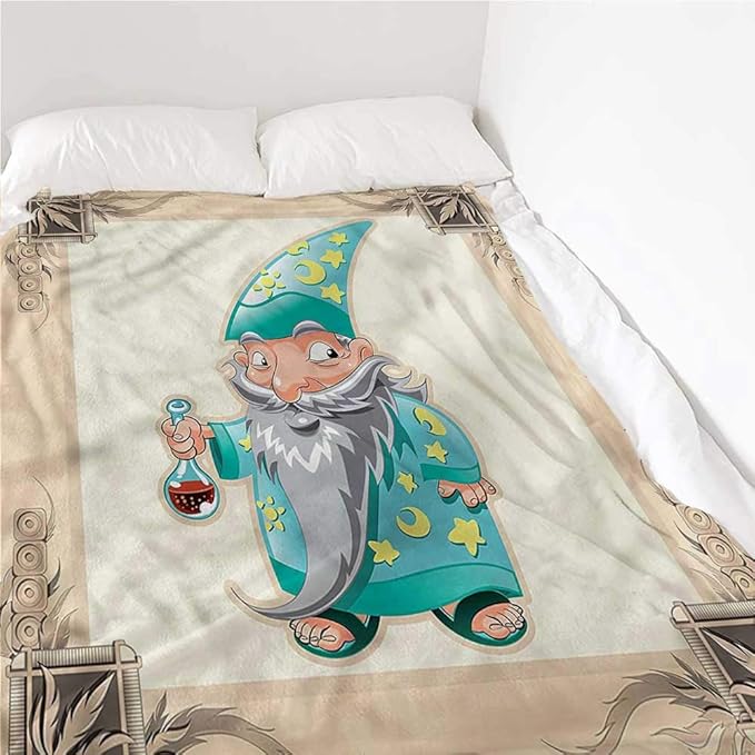 Soft Blanket Medieval, Middle Ages Magician Old Breathable Cozy