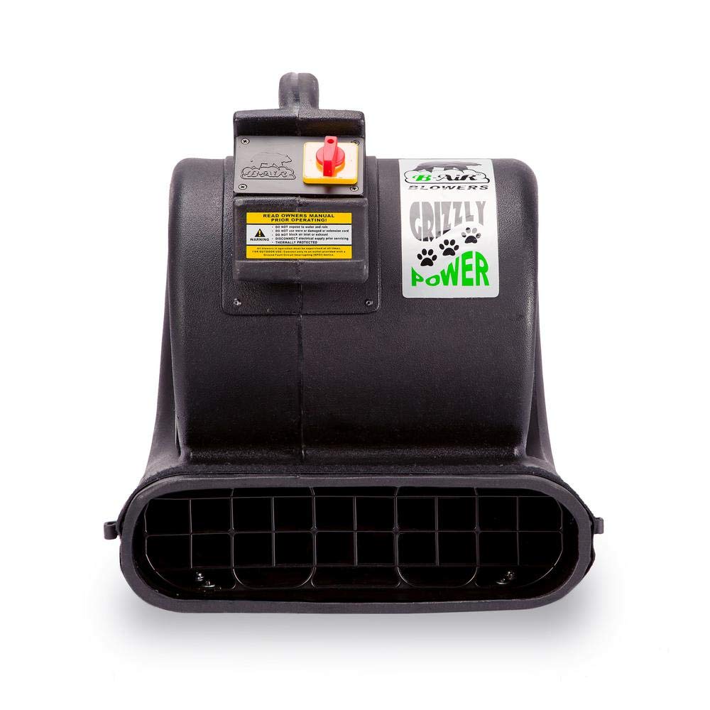 B-Air Grizzly GP-1 1 HP 3550 CFM Grizzly Air Mover Carpet Dryer Floor Fan for Water Damage Restoration and Pet Cage Dryer Black