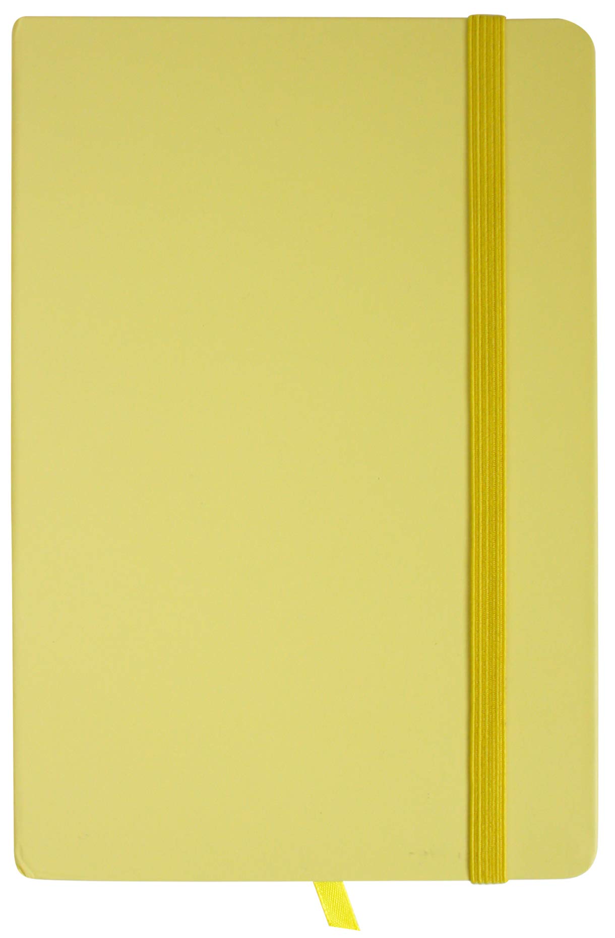 Emartbuy Hardbound Pastel Diary Notebook Notepad Writing Journal Ruled A5 Size 96 Sheets (192 Pages) With Elastic Band - Yellow