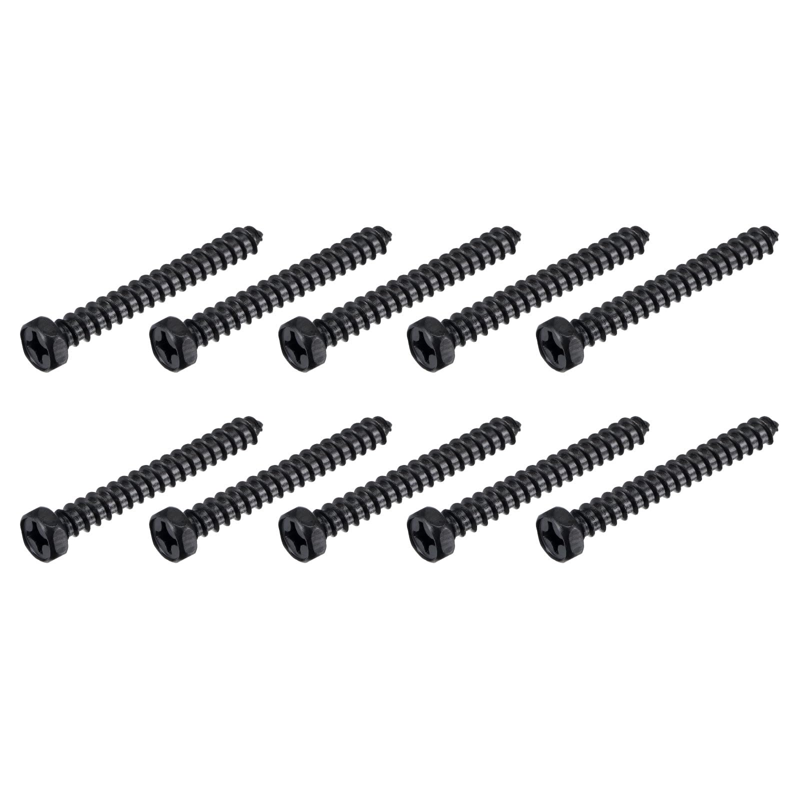 METALLIXITY Hex Lag Screws (1/4" x 2") 25Pcs, Carbon Steel Phillips Self-Tapping Wood Bolts - for Household Applications