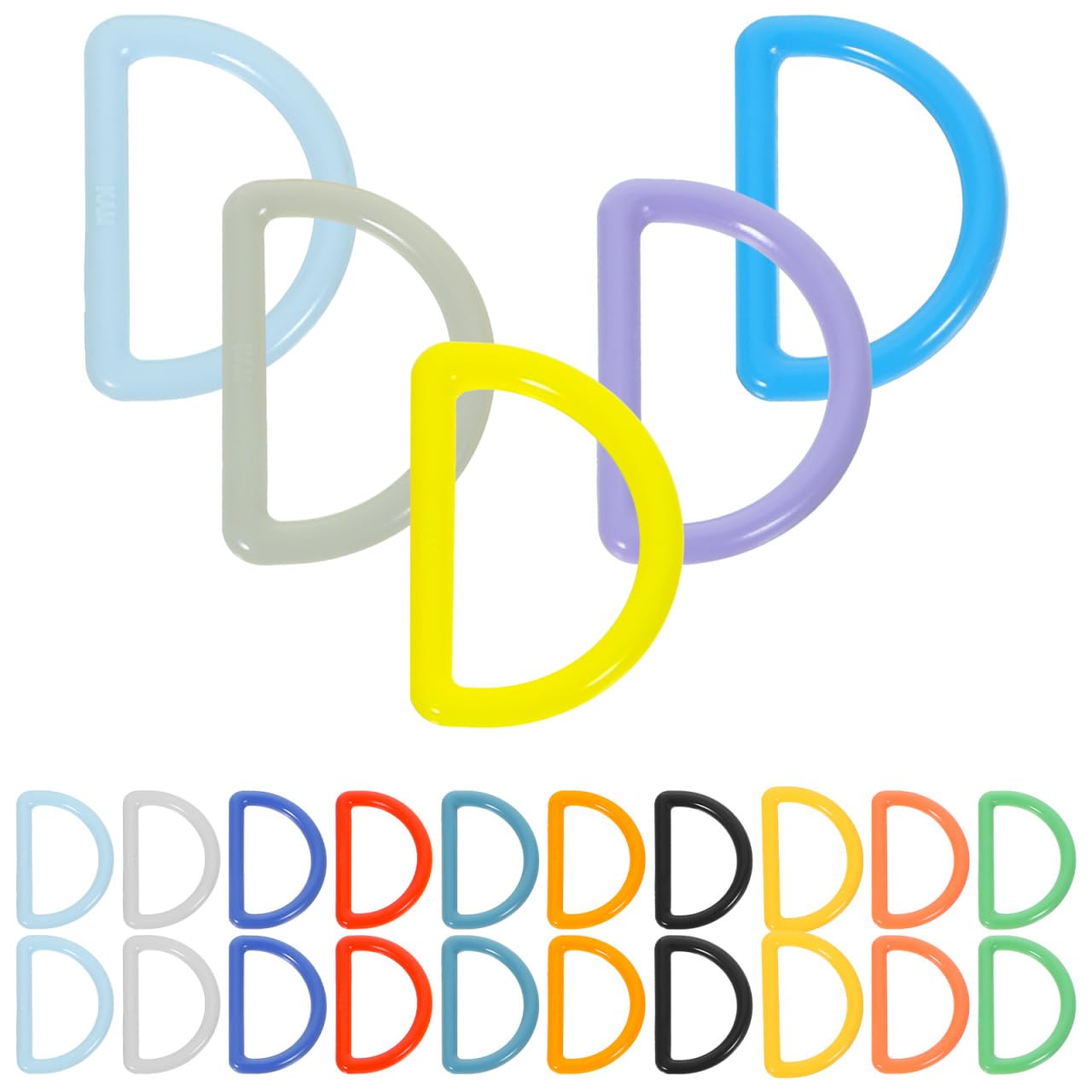 Milisten 32 Pcs 20mm Plastic D-Ring Buckles - Durable Nylon D-Rings for Pet Collars, Backpack Straps and DIY Sewing Projects - Multipurpose Webbing Connector for Bags, Belts and Lanyards