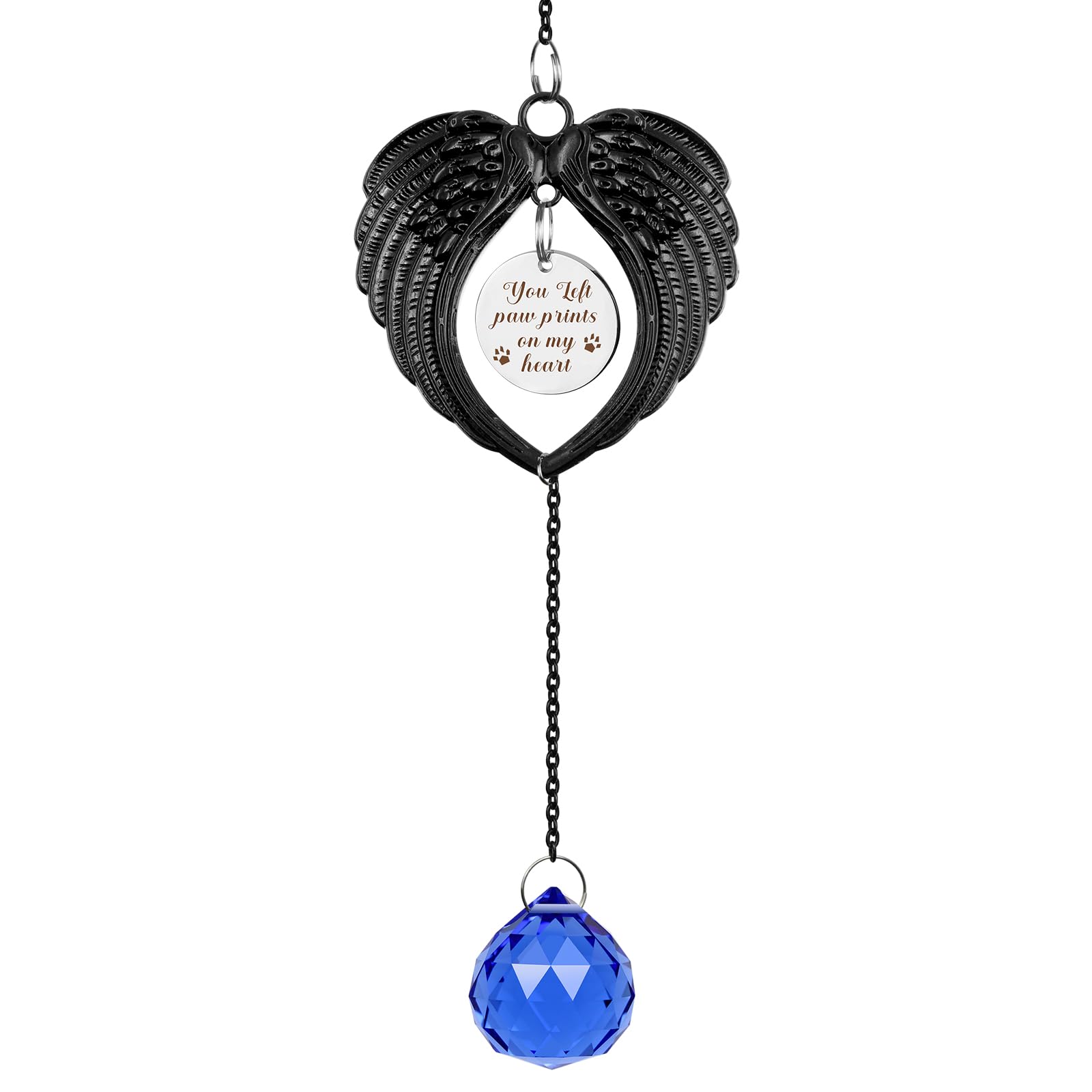 free-space Dog Memorial Gifts for Loss of Dog Cat Pet Paw Print Sun Catcher Sympathy Gift Crystals Prisms Hanging Garden Decor Rainbow Suncatcher Pet Dog Remembrance (Black)