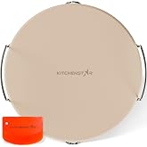 14-Inch Pizza Stone for Oven and Grill, Baking Stone for Bread, Round | 1800&deg;F Resistant Cordierite, 5/8" Thick, High-Heat Capacity, Food-Safe, Stainless Steel Rack &amp; Scraper Accessories, Versatile