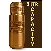 Leathervine 100% Pure Copper Water Bottle for Drinking 64 oz with Lid| Leak Proof Ayurvedic Vessel to Support Digestion, Immunity | Lightweight, Eco-Friendly, Travel Use, Best Gift for Wellness Lovers
