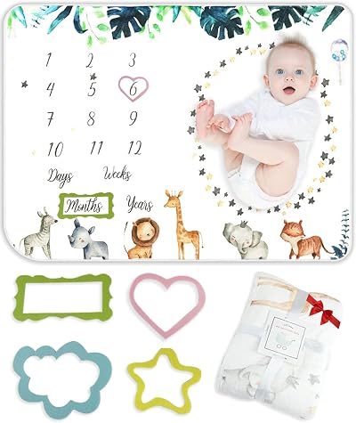 Trongle Monthly Milestone Baby Blanket Unisex 120 x 100 cm Soft Fleece