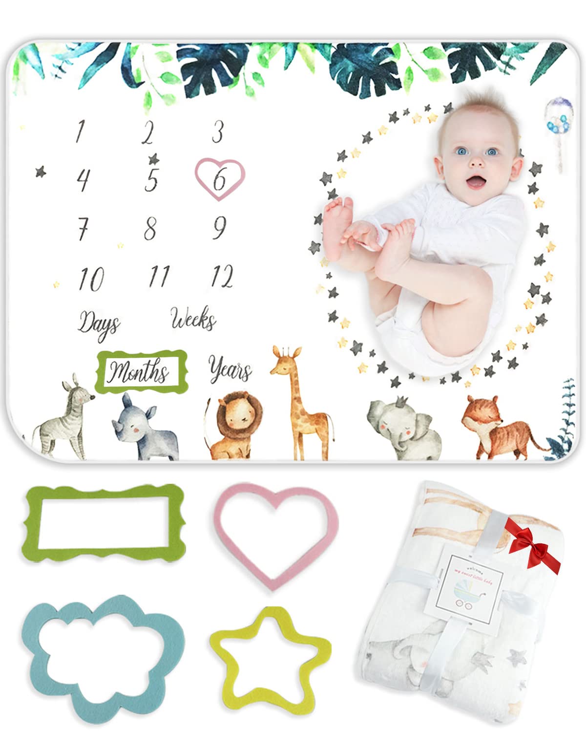 Trongle Monthly Milestone Baby Blanket, Super Soft Baby Blanket, Personalised Gift for Baby Showers, Unisex (120 x 100 cm)