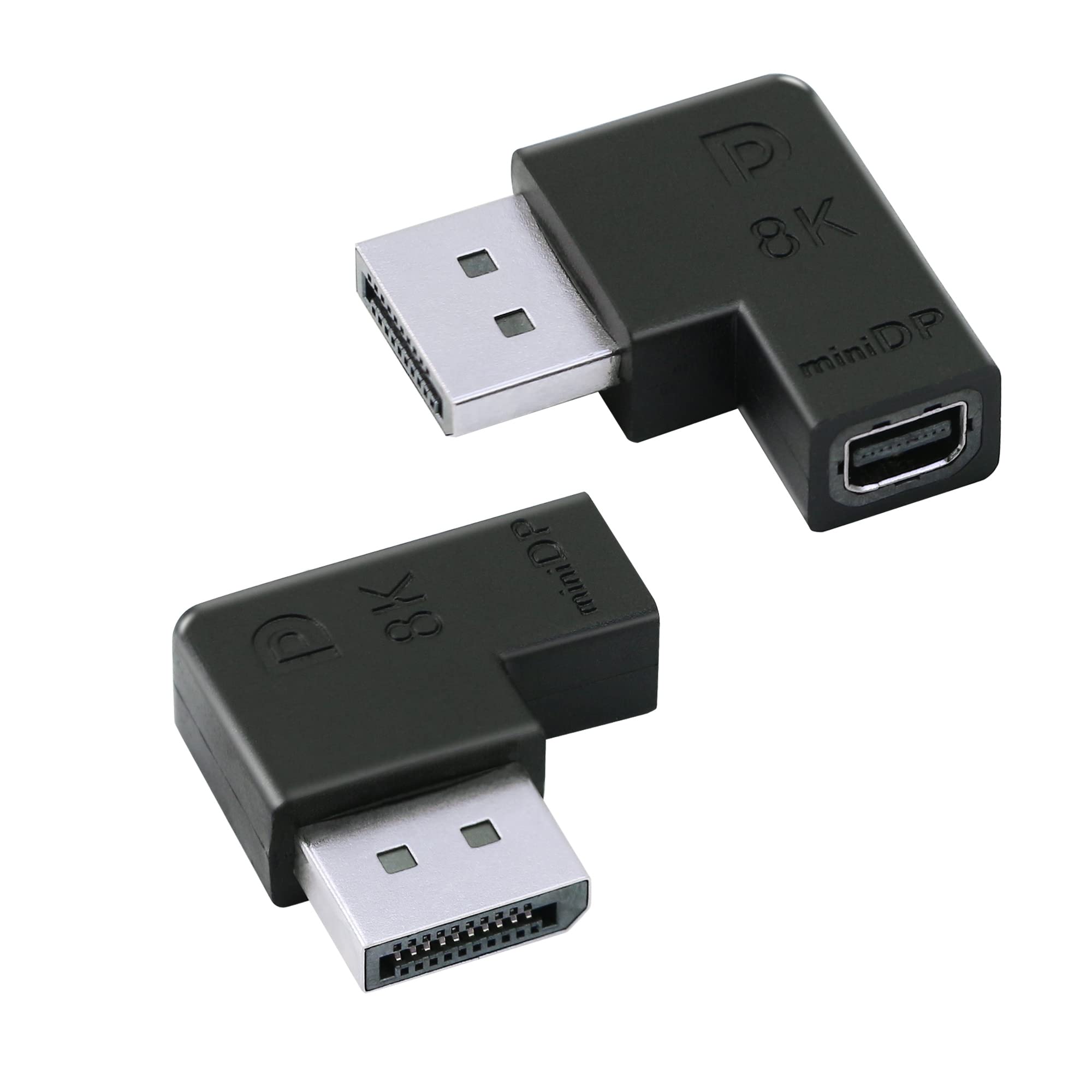 GINTOOYUN Mini Displayport Female to Displayport Male Adapter 8K Right Angle 90 Degree Mini DP Female to DP Male Audio and Video Adapter for Desktop Hosts,Monitors,High-Definition TV etc(Style 1)