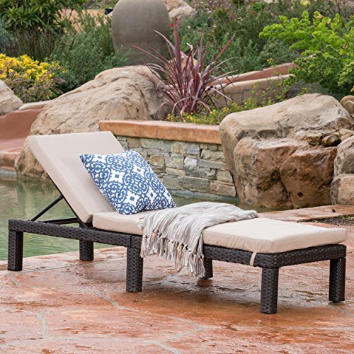 Venice Patio Furniture Outdoor Wicker Chaise Lounge Chair (Brown and