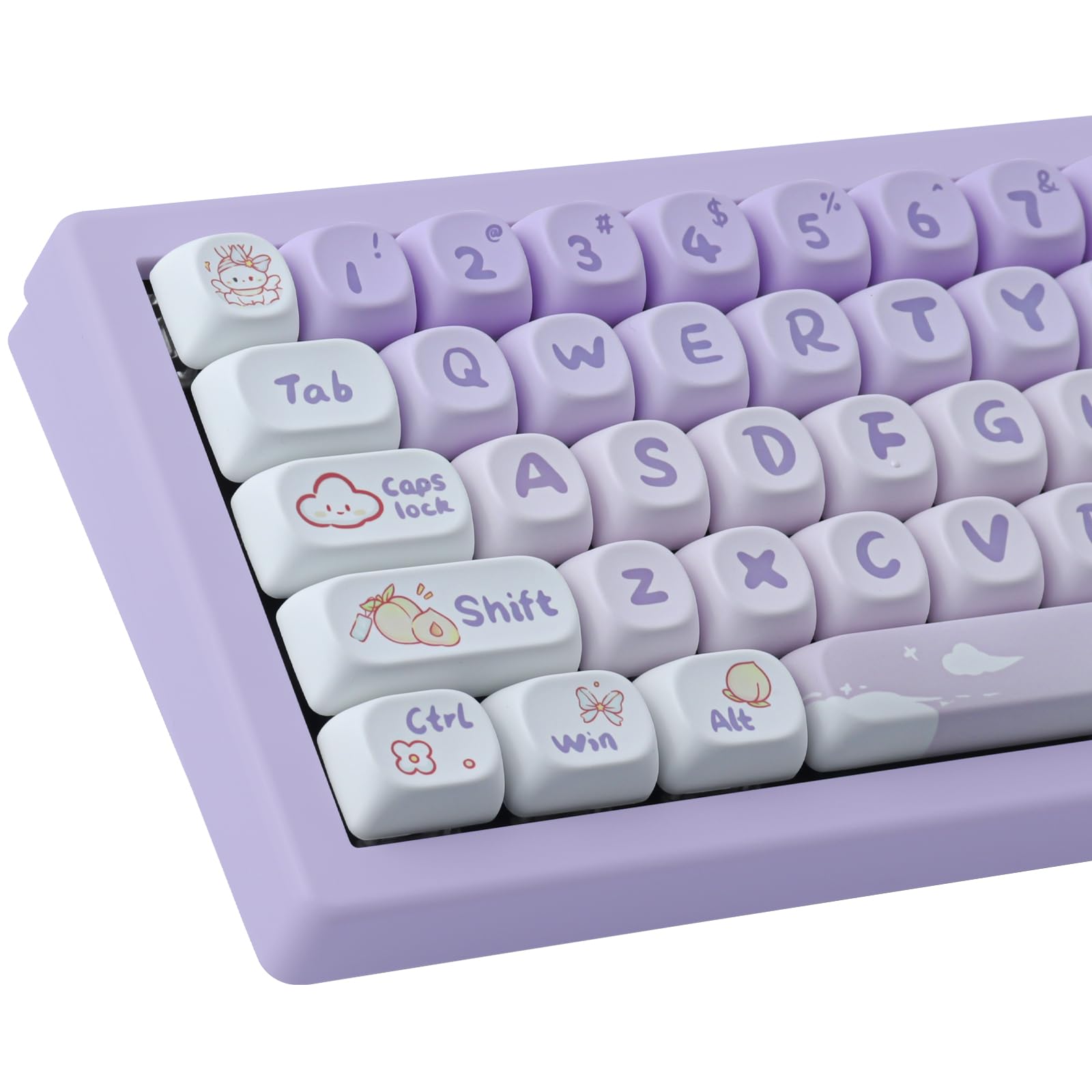PBT Gradual Purple Keycaps Set - 142 Keys, MOA Profile, Compatible with Cherry MX Keys for ANSI Layout Mechanical Keyboards
