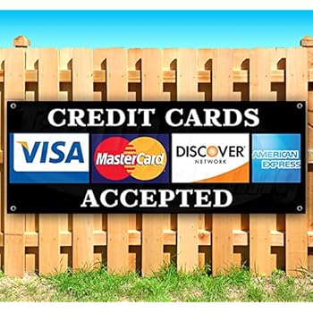 Amazon.com : WE ACCEPT CREDIT CARDS BANNER SIGN visa mastercard debit discover accepted ...
