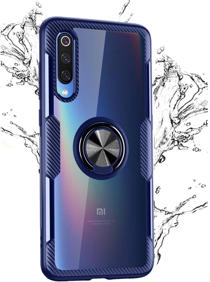 TOPOFU® for Xiaomi Mi Note 10 Pro Case,Transparent clear Anti-Scratch Shockproof PC+TPU Protective Case+ Foldable Holder for Xiaomi Mi Note 10 Pro,Navy