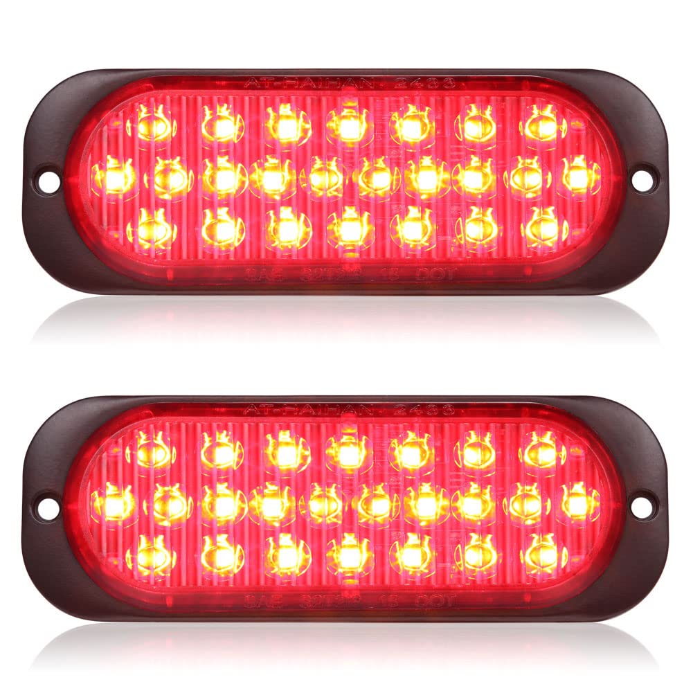 Photo 1 of AT-HAIHAN Pack of 2 Aluminum Housing 24 Red LED Trailer Stop Brake Turn Tail Lights, DOT Compliant Waterproof Surface Mount Lighting for Truck Tractor Jeep RV