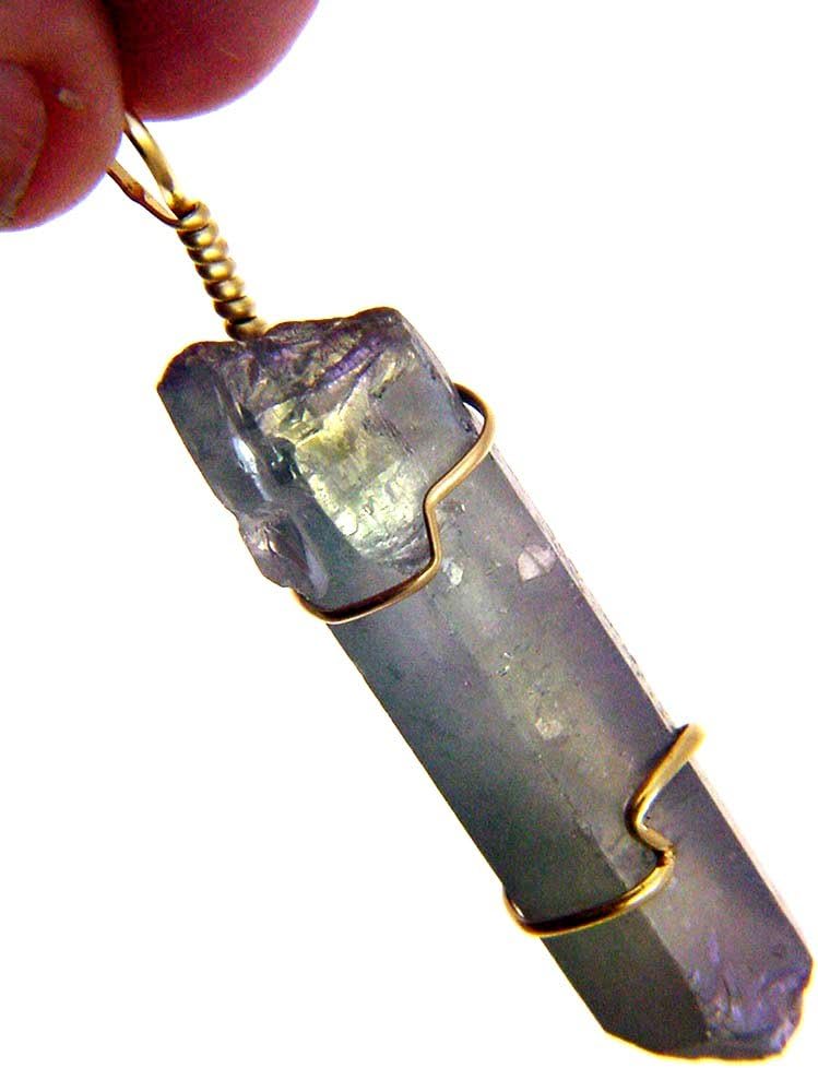 14kt Gold Filled Hand Wire Wrapped Angel Aura Quartz Crystal Pendant with GP Chain Necklace 2994P h