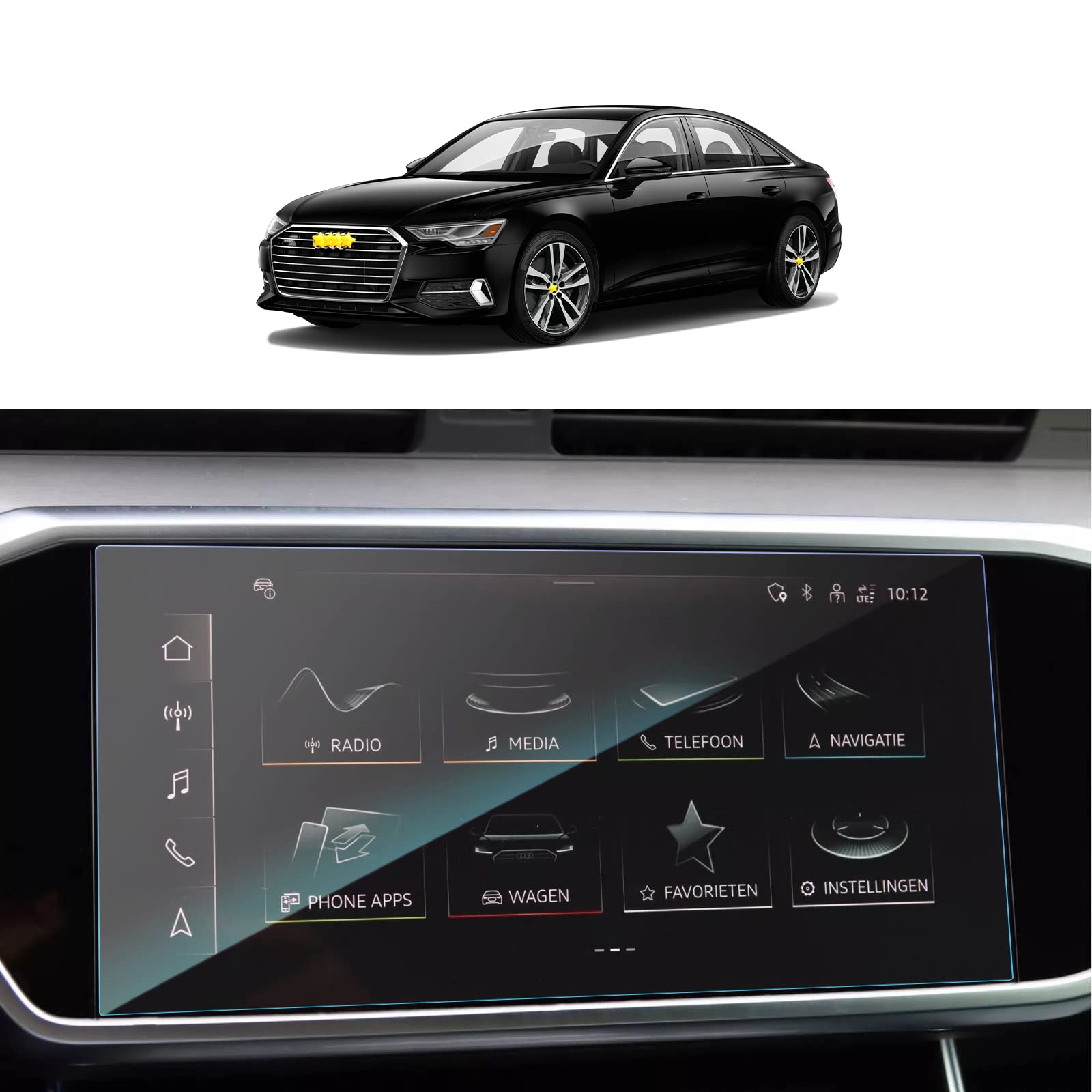 SKTU Screen Protector compatible with Audi A6/A7 C8 2019-2023 2024 Tempered Glass protective Film Scratch-Resistant Anti-Fingerprint (for MMI 10.1 inch)