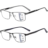 EVANLCAP 2 Pack Progressive Multifocus Reading Glasse for Men,Blue Light Blocking Computer Readers Multifocal Eyeglasses