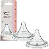 Tommee Tippee Natural Start Deep Latch Triangular Nipples, Slow, 0m+ | Pack of 2, Slow Flow, Deep Latch Design, Soft Silicone