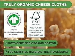 Organic Cheese Cloths, GOTS Certified, Grade