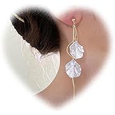 W WEILIRIAN Boho Long Shell Earrings Shell Dangle Drop Earrings Cowrie Seashell Earrings White Shell Drop Earrings Jewelry for Women and Girls Gifts