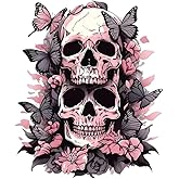 2 PCS Gothic Skull Butterfly Vinyl Decals - Waterproof Removable Stickers for Car, Truck, Motorcycle,Laptop, Bumper - Dark Aesthetic Decorative Sticker (A-216)